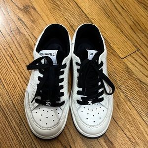 Chanel calfskin logo sneaker